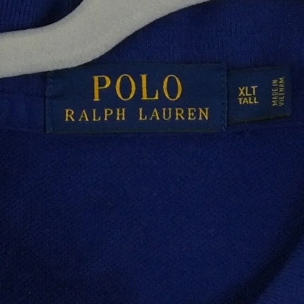 Polo Ralph Lauren Polo Shirt Men's Size XLT Blue Long Sleeve Tall Mesh Orange‎